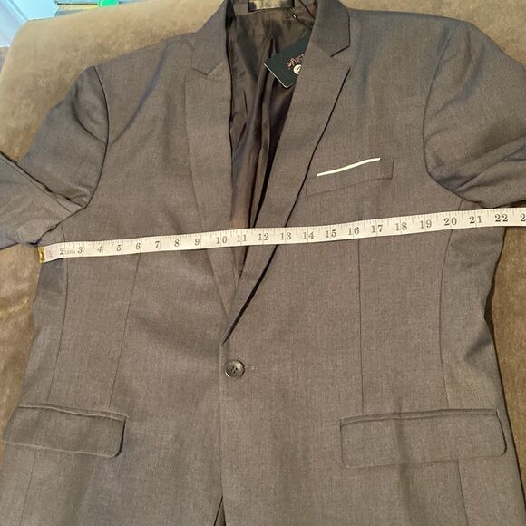 Men’s Gray Suit Jacket Blazer One Button Notched Lapel Business Size XL NWT - Picture 6 of 11
